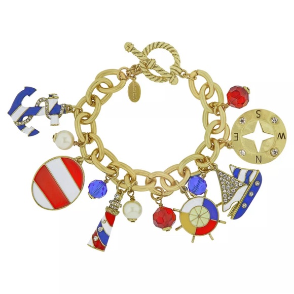 HEIDI DAUS 🆕 “Ahoy There” Toggle Chain Charm Beaded crystal & enamel Bracelet - Picture 4 of 7